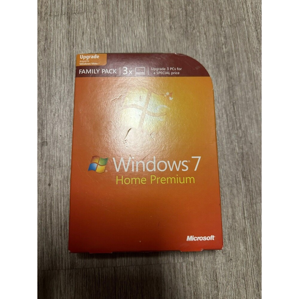 Microsoft Windows 7 Home Premium Family Pack Upgrade 3 PCs w/ Product Key & Disc